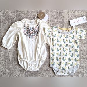 Bundle European Organic Cotton Bodysuits Animal Print Fox Rabbit Hedgehog Pigeon